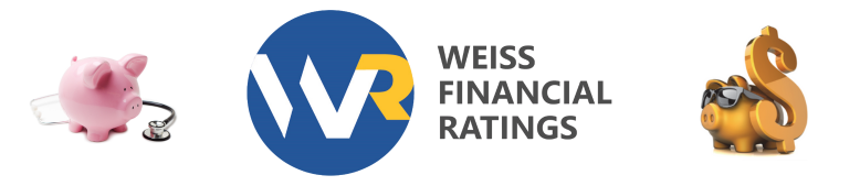 Weiss Financial Ratings promotional header with imagery of piggy banks